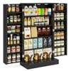 A black pantry cabinet filled with various food items and jars. Podgląd zdjęcia produktu