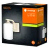 The image shows the packaging of an outdoor lantern cylinder light fixture. The packaging features a picture of the product, brand logos, and product specifications. Produktbild-Vorschau