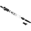 An exploded view of a black handheld vacuum cleaner and its components against a white background. Produktbild-Vorschau
