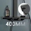 Czarny matowy system prysznicowy z termostatem i szklaną Podgląd zdjęcia produktu 5