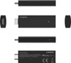 Multiple views of a black HDMI streaming stick. Náhled obrázku produktu