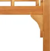 A close-up view of a wooden garden bench's corner support. Náhled obrázku produktu