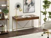 A home office setup with a desk, chair, and shelving. Voir les images du produit