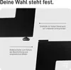 Close-up of black metal table legs with descriptive text. Anteprima dell’immagine prodotto