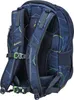The back view of a blue backpack with a geometric pattern. Produktbild-Vorschau
