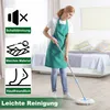 A woman is cleaning a floor with a mop in a bedroom setting. There are icons and text describing product features on the left side of the image. Náhľad obrázku produktu