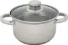 A stainless steel cooking pot with a glass lid is shown against a white background. Produktbild-Vorschau