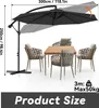 Parasol de jardin en aluminium, diamètre 300 cm, avec Voir les images du produit 2