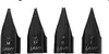 Four black fountain pen nibs are arranged in a row against a white background. Produktbild-Vorschau
