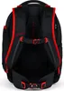 The back view of a black backpack with red accents. Produktbild-Vorschau