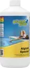 A person relaxing by a swimming pool with a bottle of pool cleaner in the foreground. Produktbild-Vorschau