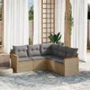 5-tlg. Garten-Sofagarnitur mit Kissen Beige Poly Rattan Produktbild-Vorschau 2