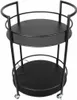 A black metal serving cart with two shelves and wheels. Produktbild-Vorschau