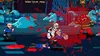 A pixelated, violent scene with a clown-like figure attacking a person, while a firefighter and a police officer are present. The scene is set on a street with snow and festive decorations, suggesting a holiday theme. Produktbild-Vorschau