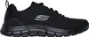 A side view of a black Skechers shoe against a white background. Voir les images du produit