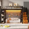 Lit superposé avec éclairage LED intégré, structure en fer, Voir les images du produit 7