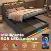 okwish Lit à coussins 160×200 cm avec éclairage LED, ports Voir les images du produit 5
