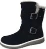 A black boot with fur trim and buckles is shown against a white background. Produktbild-Vorschau