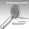 A close-up of a chrome-finished shower head with text highlighting its features. Podgląd zdjęcia produktu