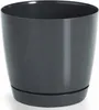 A dark gray plant pot with a saucer, isolated on a white background. Voir les images du produit