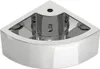 A silver ceramic corner sink is shown against a white background. Náhled obrázku produktu