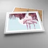 Gerahmtes Poster - Weißer Rahmen - Flamingos Palmen Mond - Produktbild-Vorschau 3