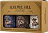 A gift box containing three small bottles of whiskey, branded with 'Terence Hill THE HERO'. Produktbild-Vorschau