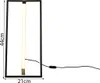 A tall, rectangular LED table lamp with a black frame and a white light tube, shown on a white background with dimensions indicated. Náhľad obrázku produktu