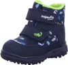 A single blue and green children's boot with dinosaur pattern. Produktbild-Vorschau