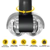 Close-up of chair casters with feature icons and text below. Produktbild-Vorschau