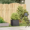 A black planter with a green bush sits on grass next to a wooden fence. A gray planter is to the left, and a chair is to the right. Anteprima dell’immagine prodotto