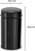 A black sensor trash can with dimensions indicated. Produktbild-Vorschau