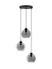 A modern pendant light fixture with three glass globes hanging from a circular base. Anteprima dell’immagine prodotto