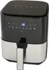 A black and silver air fryer is shown against a white background. Produktbild-Vorschau