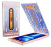 A screen protector kit for an iPhone 13 Pro, showing the application guide and the phone with the protector applied. Produktbild-Vorschau