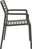 A side view of a dark gray plastic chair. Produktbild-Vorschau
