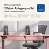 Two computer monitors are mounted on a pink desk, with two pink cable management trays installed underneath the desk. Voir les images du produit