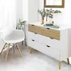 Meuble en bois naturel avec 4 tiroirs 99 x 39 x H 82 cm Voir les images du produit 4