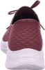 The back view of a maroon sneaker with a white sole. Voir les images du produit