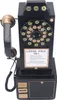 A vintage-style black rotary telephone model with gold accents, displayed against a white background. Voir les images du produit