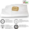 A product image of white vacuum cleaner bags with marketing information and icons. Produktbild-Vorschau