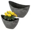 Hohe Pflanzschalen oval 2er Set 20, 24 cm für draussen Produktbild-Vorschau 1
