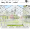 Serre en aluminium avec fondation, 185x375x195cm - blanc Voir les images du produit 3