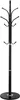 A black coat rack with a round base and multiple hooks. Anteprima dell’immagine prodotto