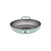 A light green frying pan with two handles and a silver rim is shown against a white background. Produktbild-Vorschau