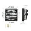 Diagrams showing the dimensions of an exhaust fan, with a side view and front view, along with mounting hardware. Podgląd zdjęcia produktu