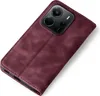A burgundy flip case for a smartphone is shown from a diagonal angle. Produktbild-Vorschau