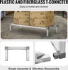 A collage of images showing a metal shelving unit with boxes on it, and close-ups of its assembly components. Voir les images du produit