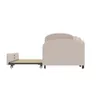 A side view of a pull-out bed frame with a mattress platform and a sofa-like backrest. Anteprima dell’immagine prodotto