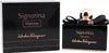Schwarzer Flakon von Signorina Misteriosa mit roségoldener Kappe neben passender glänzender Box in Schwarz und Roségold. Náhled obrázku produktu